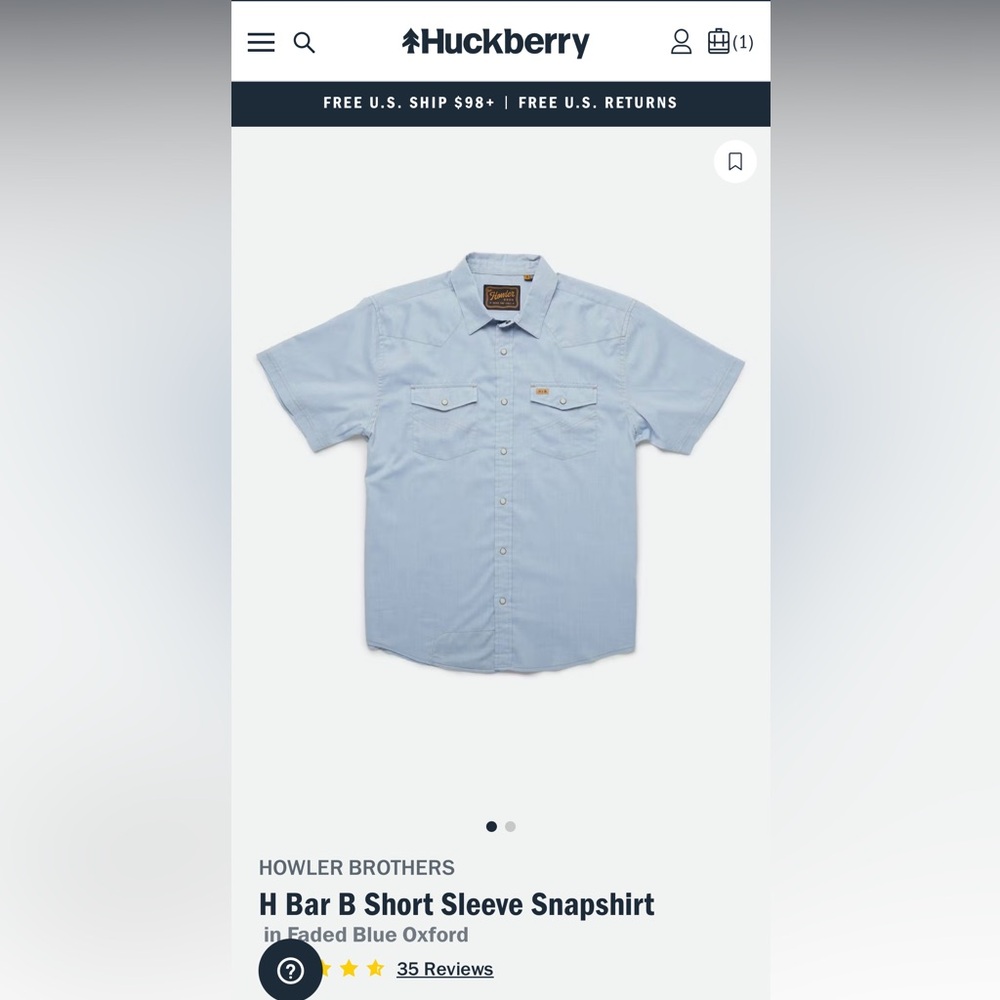 Howler Brothers Light Blue Casual Button Down Shirt